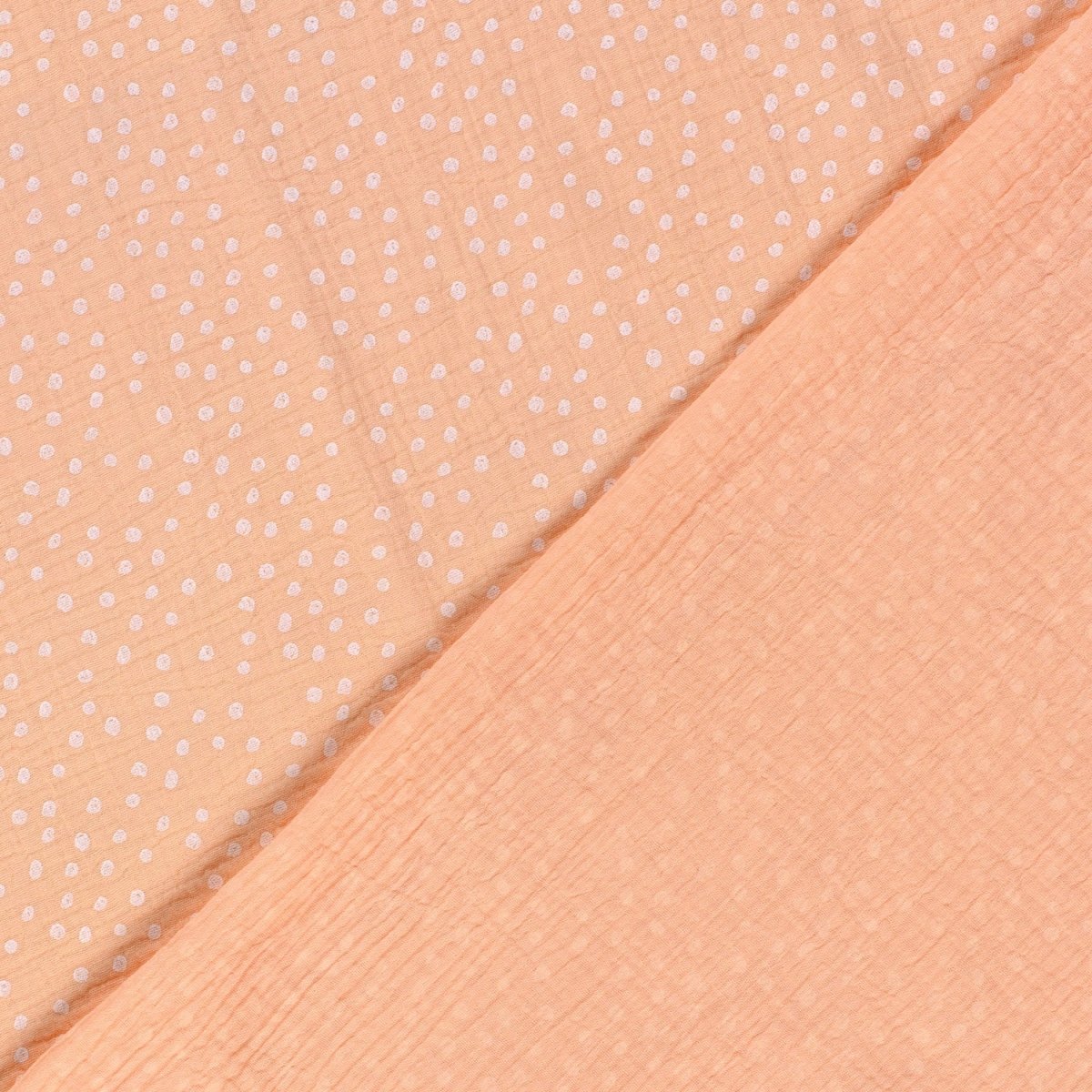Double Gauze Printed Dots Salmon - Lametru.ro