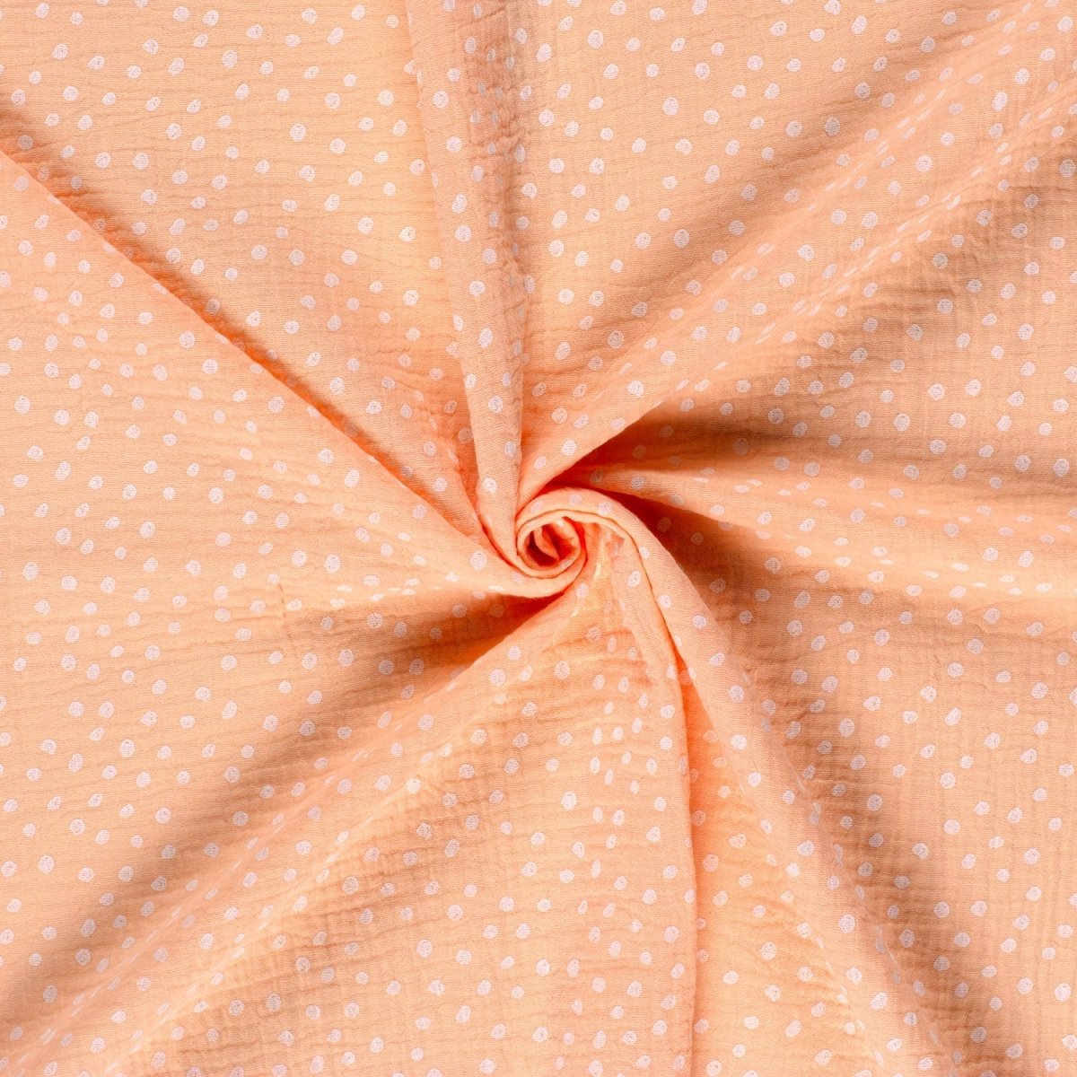 Double Gauze Printed Dots Salmon - Lametru.ro
