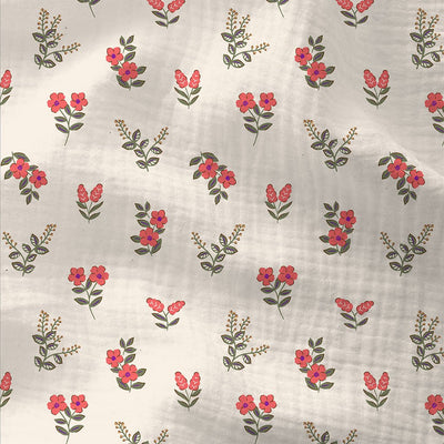 Double Gauze Printed Fergie Ecru / Red - Lametru.ro