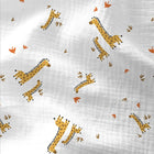Double Gauze Printed Giraffe White / Yellow