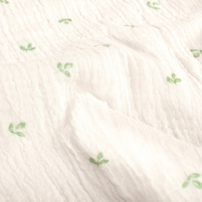 Double Gauze Printed Leaves Off White - Lametru.ro