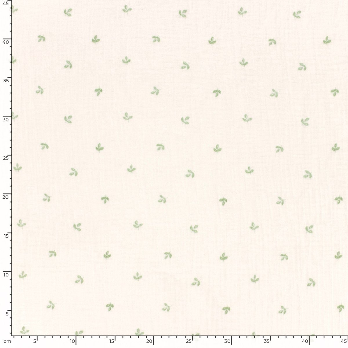 Double Gauze Printed Leaves Off White - Lametru.ro