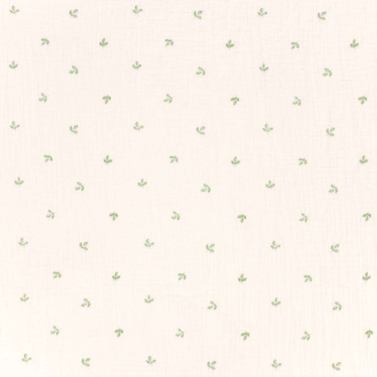 Double Gauze Printed Leaves Off White - Lametru.ro