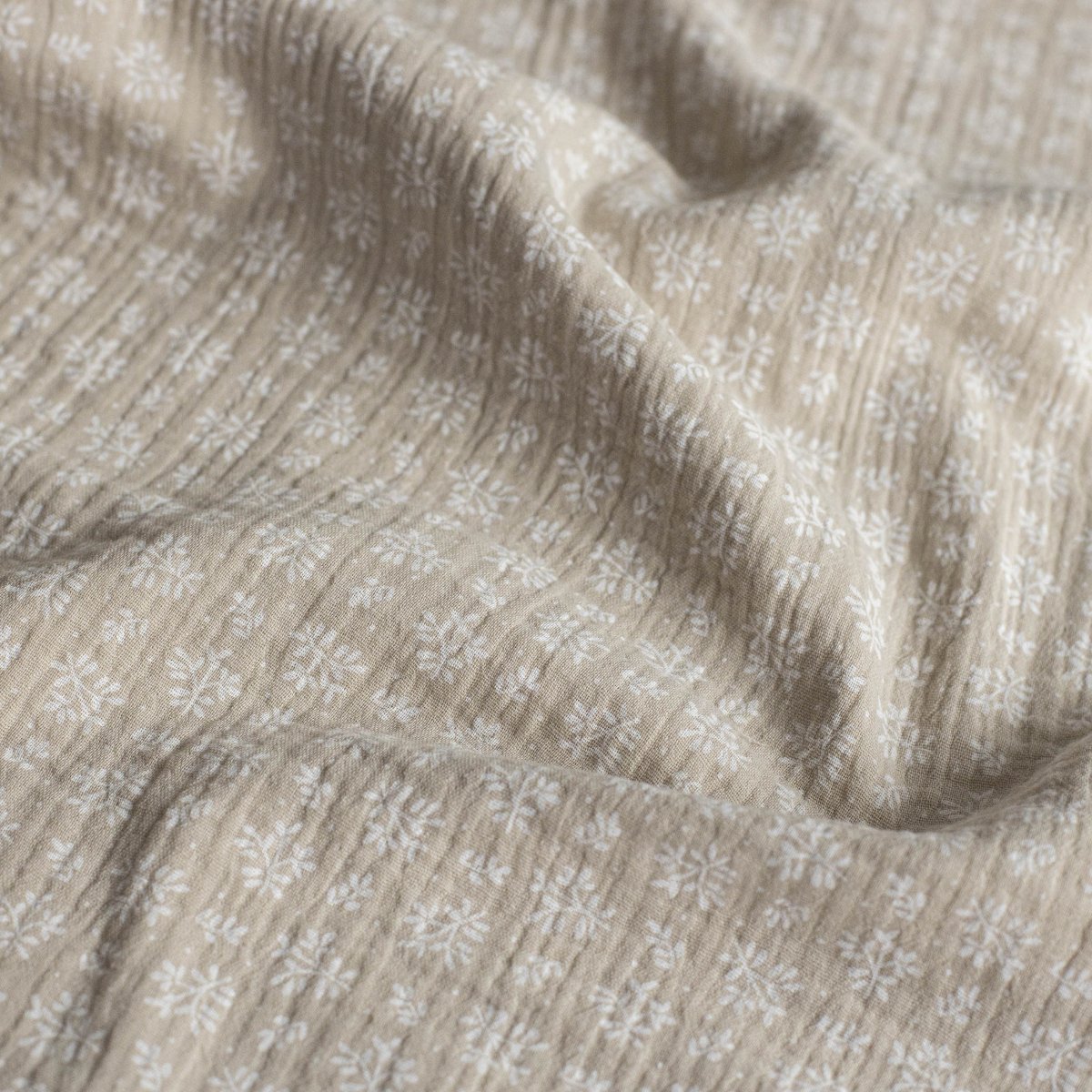 Double Gauze Printed Meesya Linen / Matte White - Lametru.ro