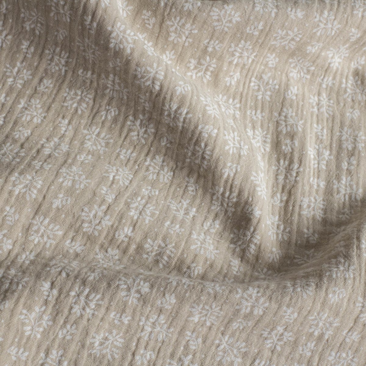 Double Gauze Printed Meesya Linen / Matte White - Lametru.ro