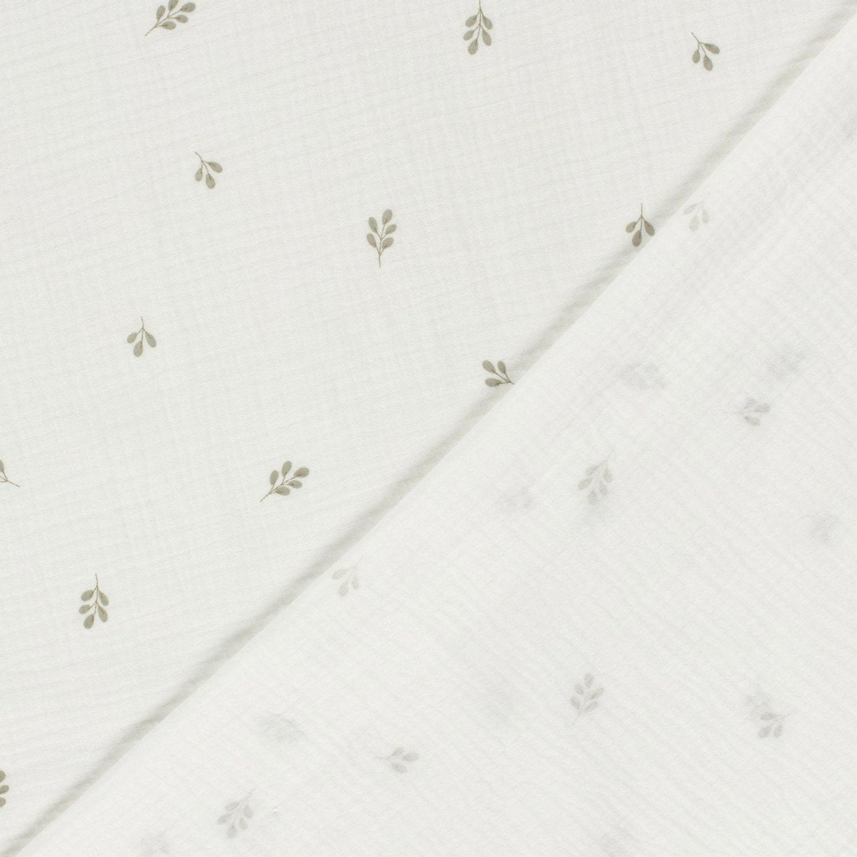 Double Gauze Printed Twigs Off White - Lametru.ro