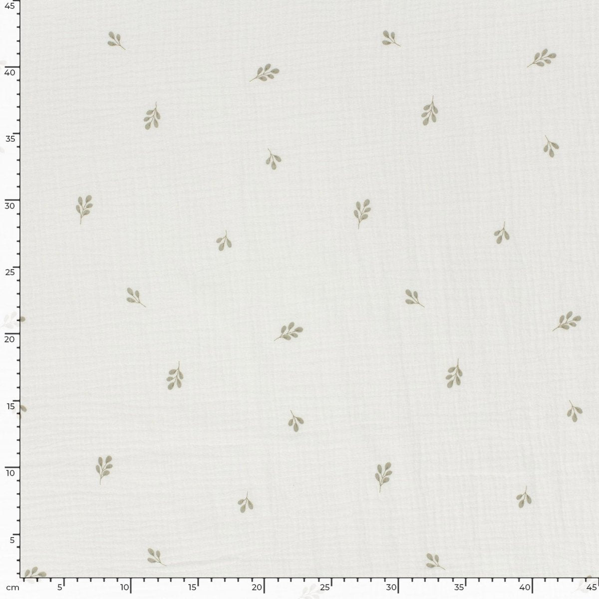 Double Gauze Printed Twigs Off White - Lametru.ro