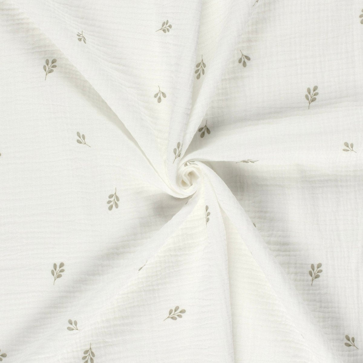 Double Gauze Printed Twigs Off White - Lametru.ro