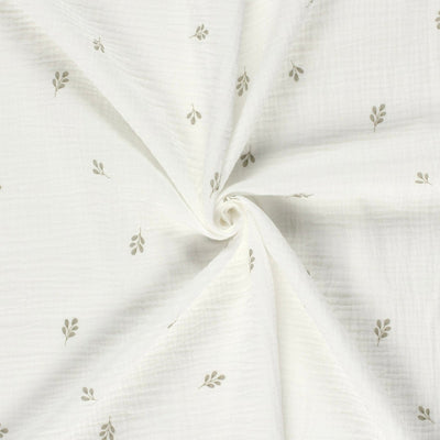 Double Gauze Printed Twigs Off White - Lametru.ro