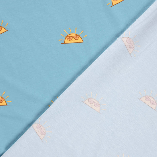 Cotton Jersey Printed Suns Aqua