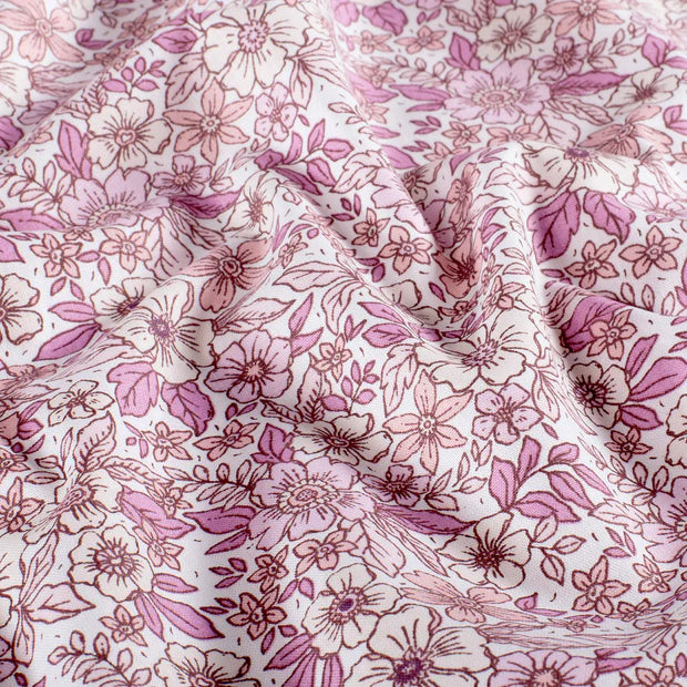 Cotton Poplin Printed Flowers Pink