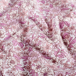 Cotton Poplin Printed Flowers Pink