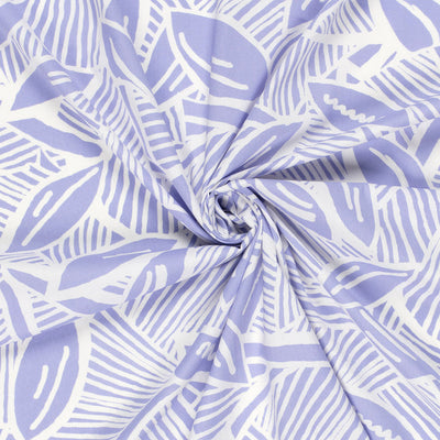 Cotton Satin Printed Leaves Lila