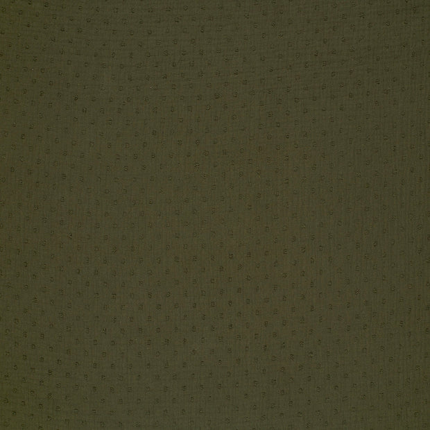 Double Gauze Dobby Dots Khaki Green