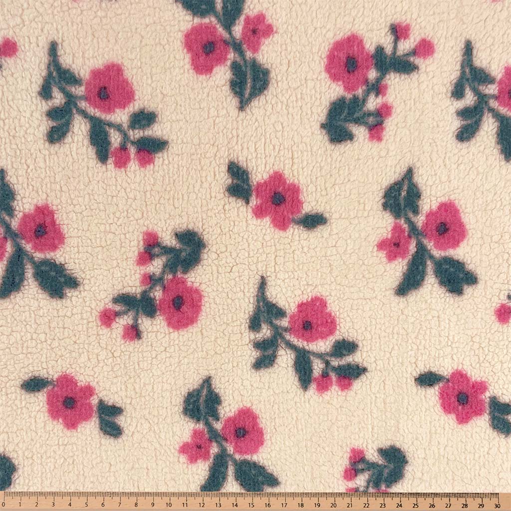 Printed Fleece Alina Ecru / Pink - Lametru.ro