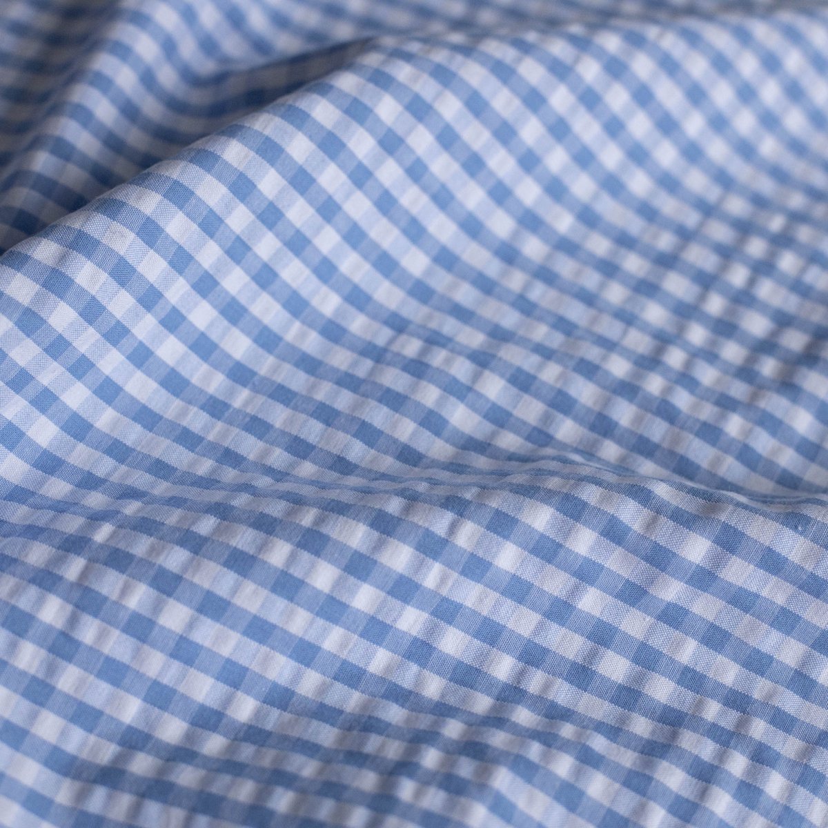 Seersucker Cotton Eli Off - White / Blue - Lametru.ro