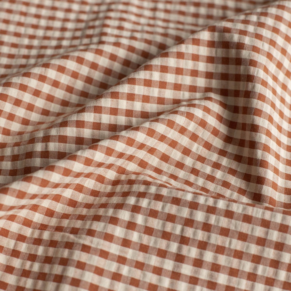 Seersucker Cotton Eli Peach / Cognac - Lametru.ro